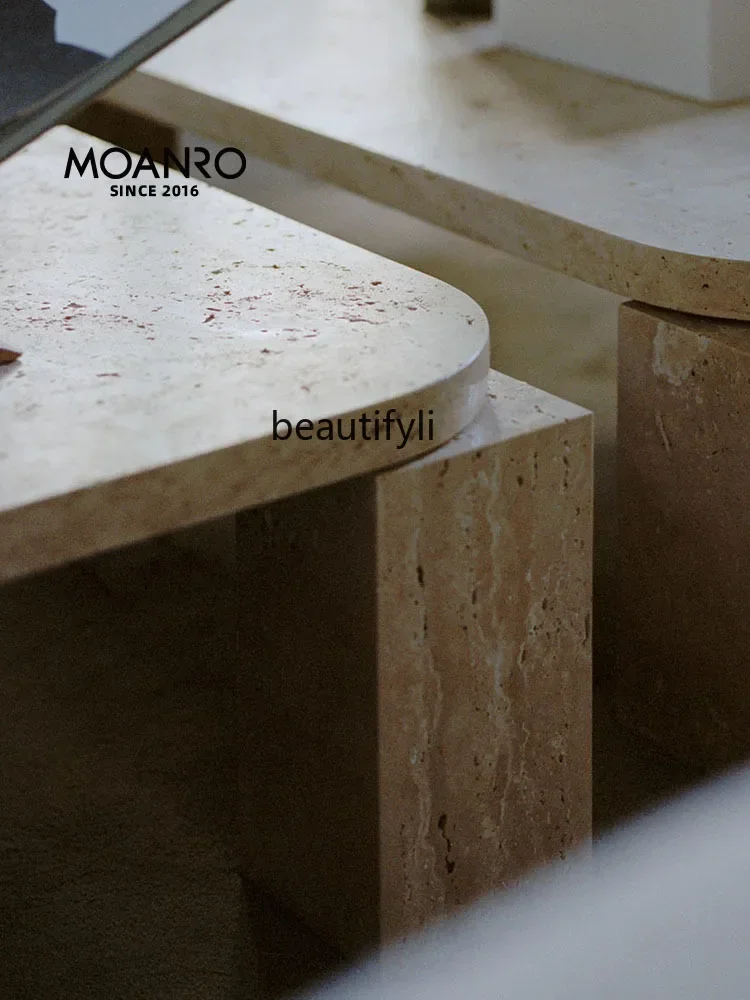 X   A15 Marble Coffee Table Light Luxury High-End Living Room Cave Stone Small Tea Table Silent Wind Sofa Table