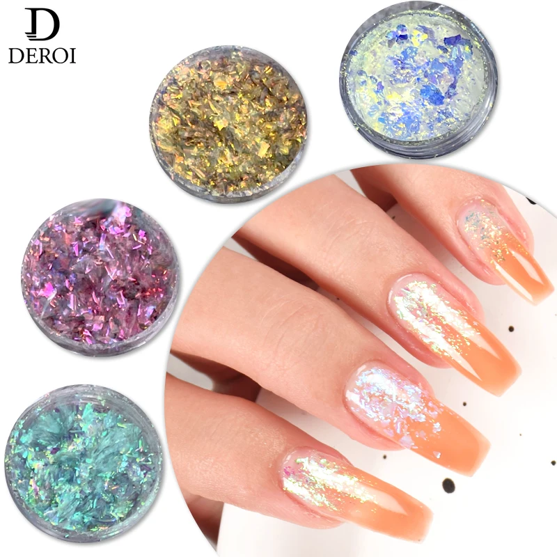 Colorful Nail Powder 0.3g/Box Flake Nail Art Sequins Glitter Shiny Nail Decoration Sparkling Brocade Powder for Manicure Pigment