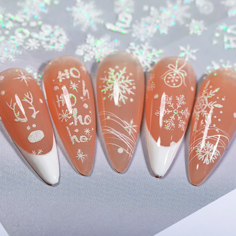 3D Christmas Nail Art Sticker Glitter Snowflakes Santa Claus Elk Tree Decals Self Adhesive Slider Manicure Nail Decoration DIY