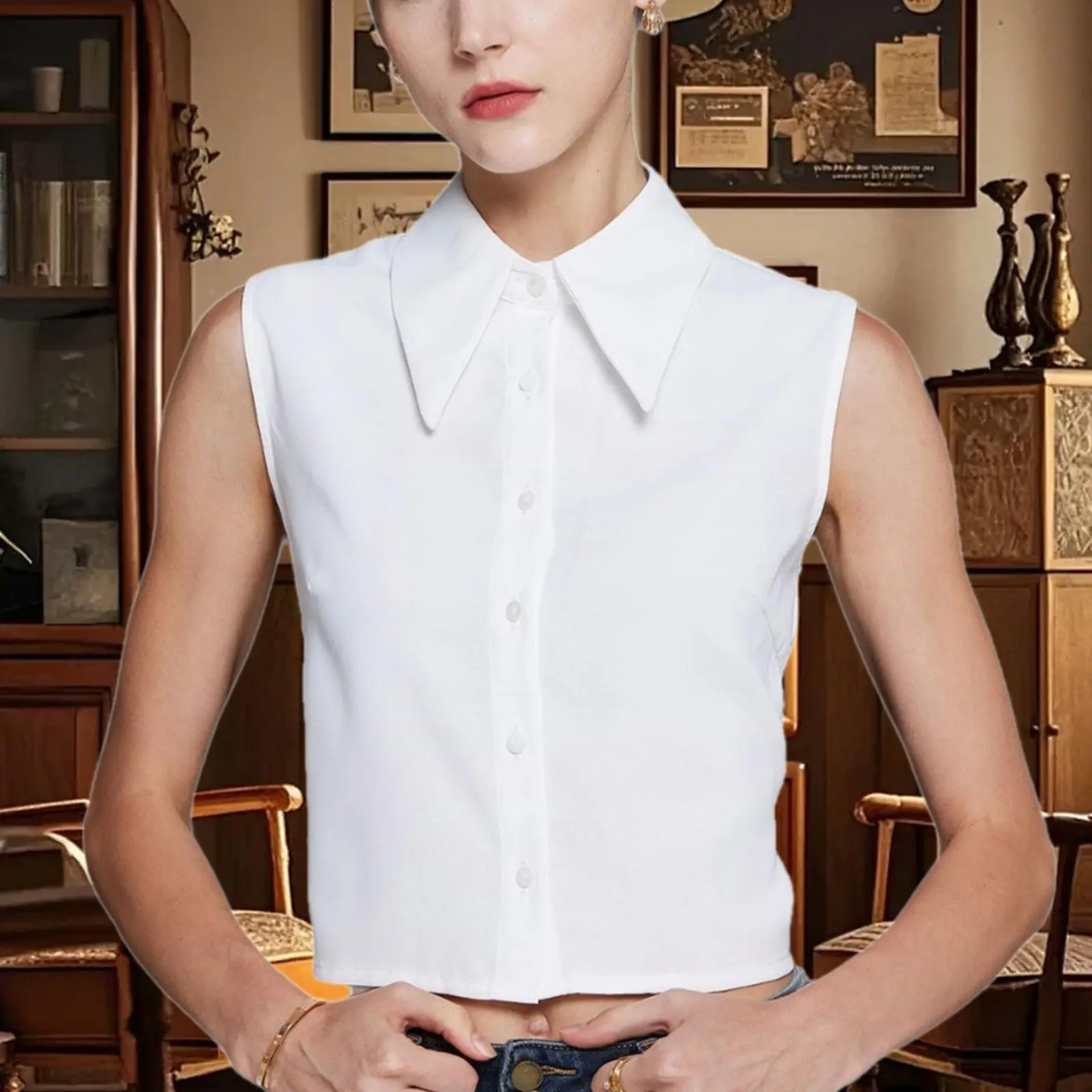 

Women False Collar, Decorative Detachable Faux Shirt Blouse, Half Top Blouse for Daily Wear, Women & Girls Favors