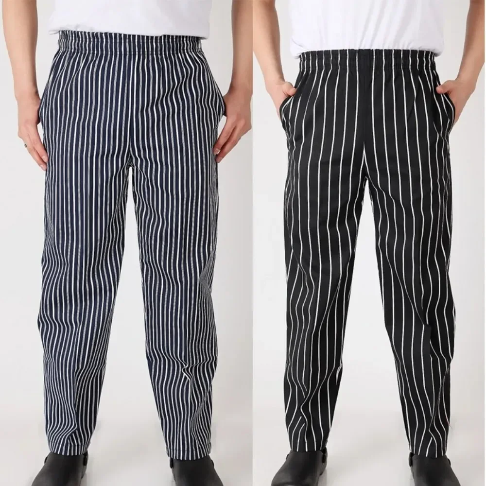 Striped Chef Work Pants Plus Fat Elastic Pants Zebra Pants Restaurant Hotel Canteen Overalls Restaurant Kitchen