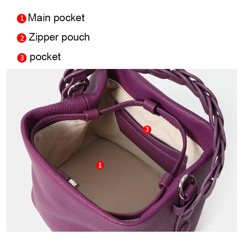 Aidrani Genuine Leather Women's Bag, High-End Sense Bucket Bag, New 2026 Cowhide Woven Handbag, Shoulder & Crossbody Bag