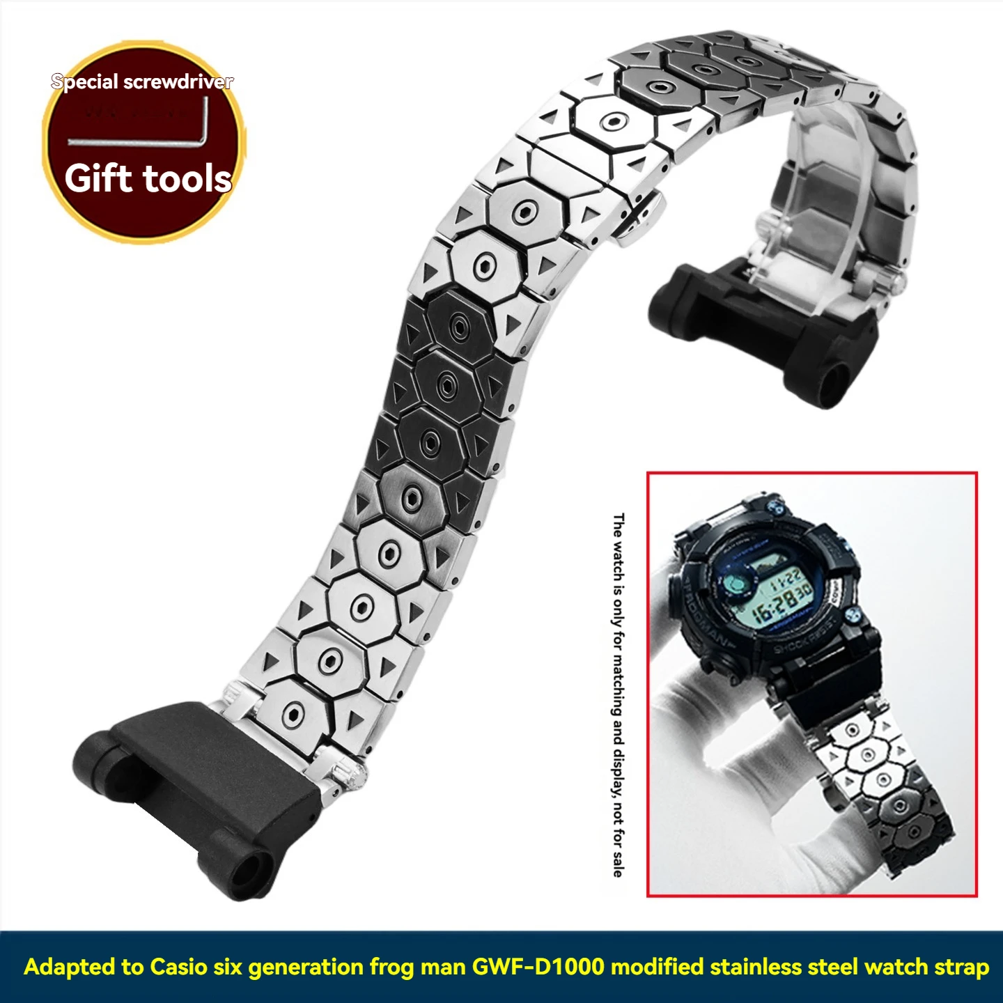 

Для Casio G-Shock 3445 6-го поколения, черный/синий, модифицированный стальной браслет Frogman, ремешок из нержавеющей стали GWF-D1000, 22 мм