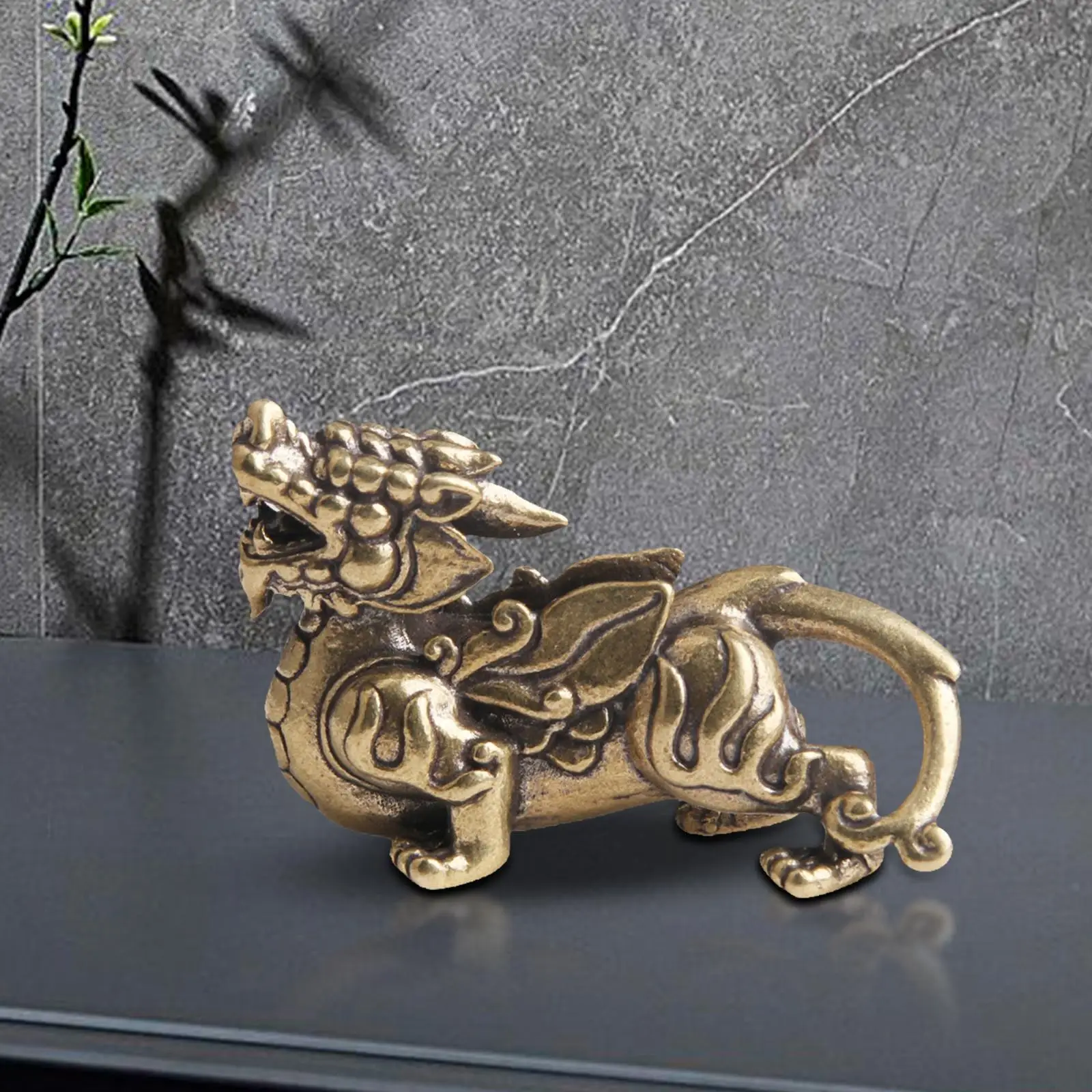 Feng Shui Brass Qilin Kylin Statue Sculpture Figurine Copper Decorations