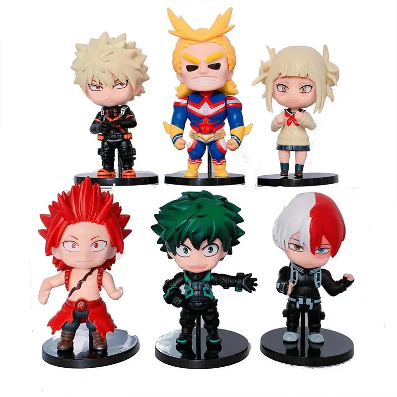 6Pcs My Hero Academia Big Head Q Ver Bakugou Katsuki All Might Deku Todoroki Shoto Figurka brelok do kluczy Kolekcja Model Lalki