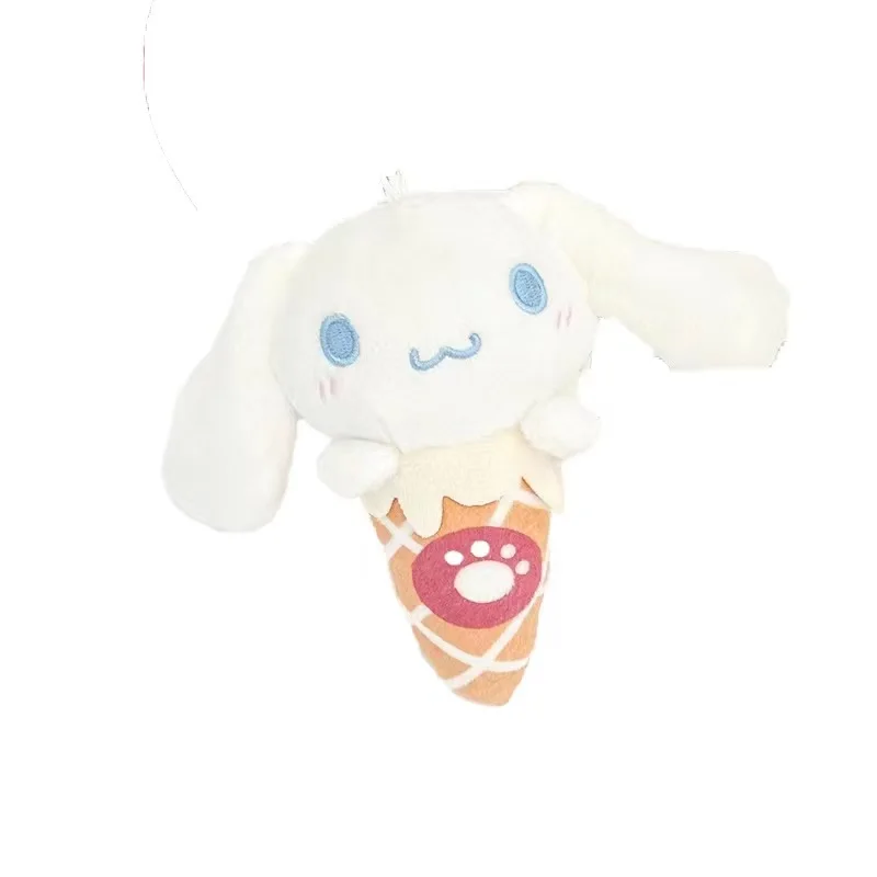 LLavero de muñeco de peluche Kawaii Sanrio Cinnamoroll, muñeco de peluche de Anime de dibujos animados, colgante de cono dulce, mochila de juguete de peluche, regalo de decoración con cremallera