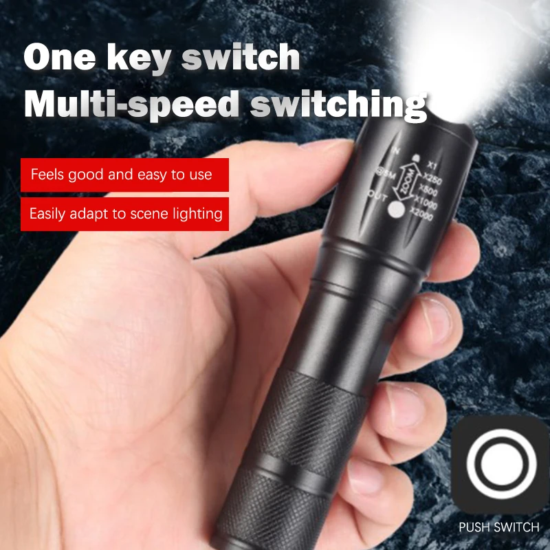 Tactical Military LED Flashlight 980000LM Zoomable 5-Mode Without Battery