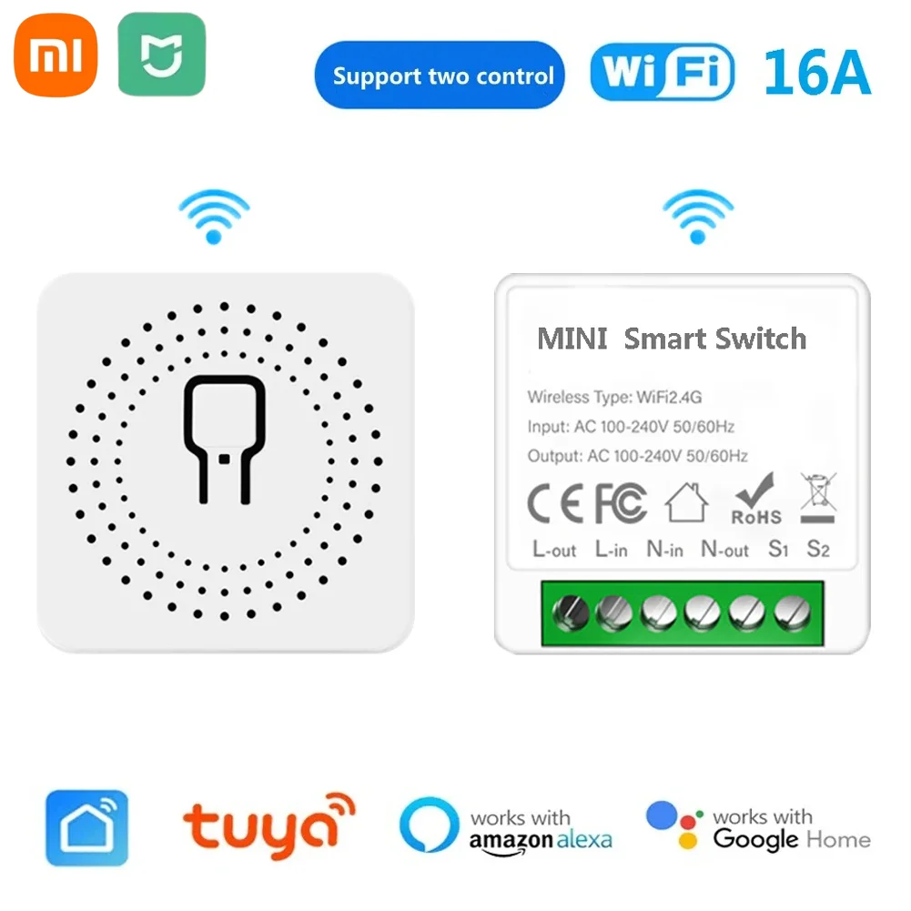 16A MINI Wifi Switch DIY Smart Home Relay Smart LIfe APP Control Remotely Timer Works With Alexa Google Home Alice