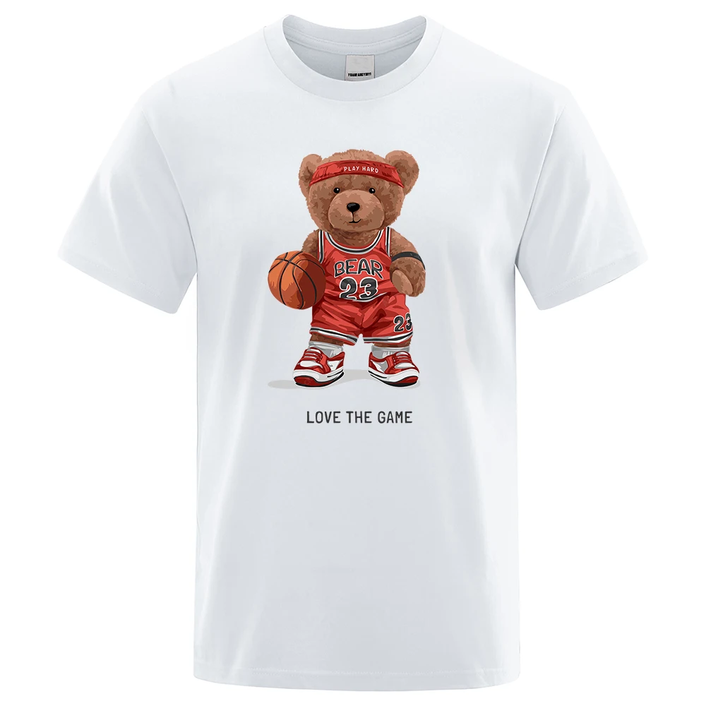 Ted Bear 23 Love The Game Play Basketball  Print Man T-Shirt Crewneck Breathable T-Shirt Fashion Tee Summer Street Men Tops