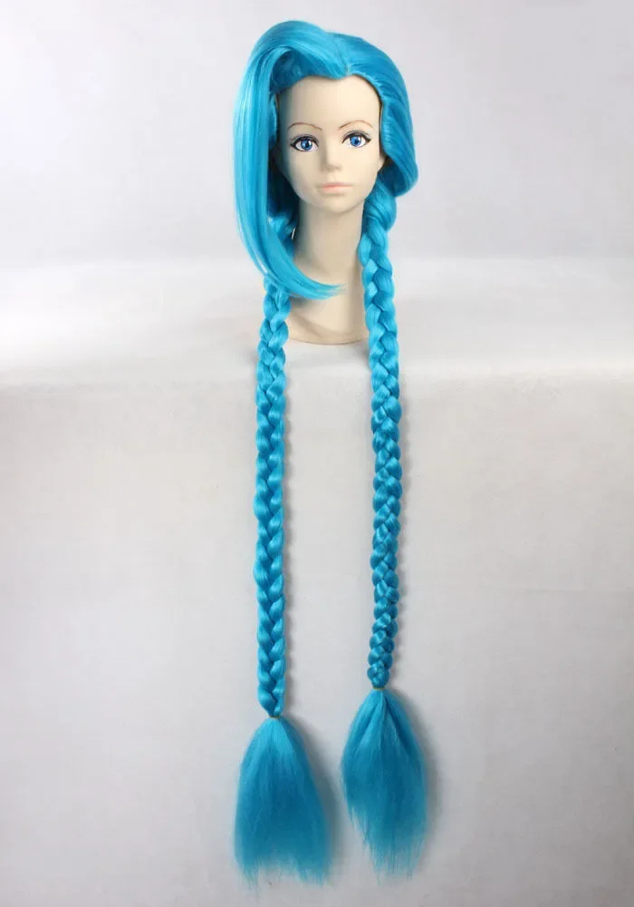 Wholesale Blue Long Wigs Braids Hair Anime Hero Lol League Of Legends Jinx Cosplay Wigs