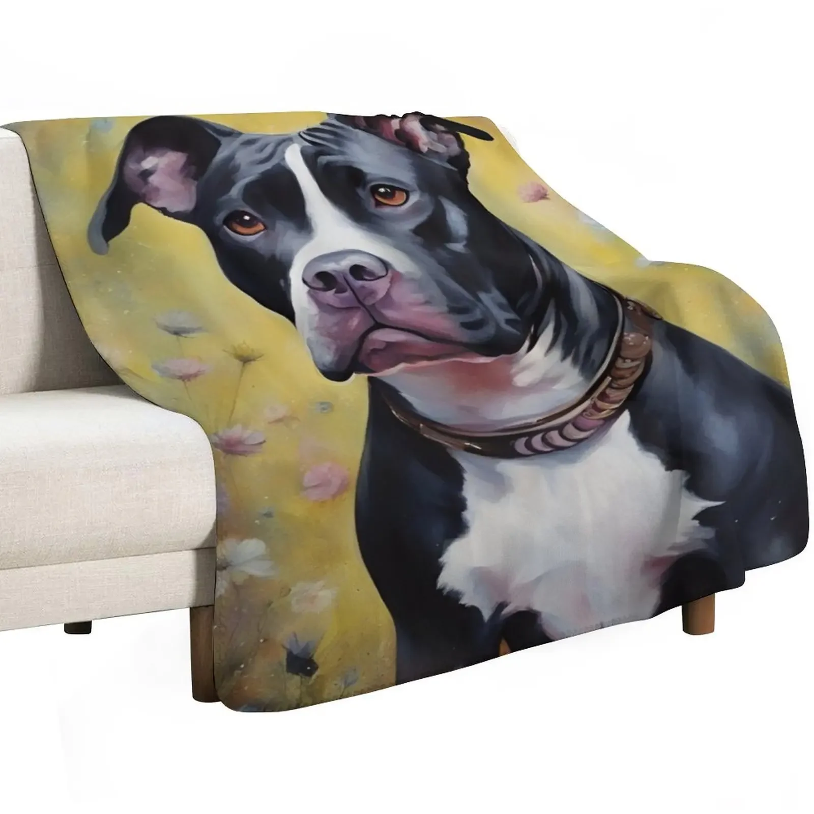 Black and White Pitbull Dog Throw Blanket Hair manga Baby Luxury wednesday warm winter Blankets