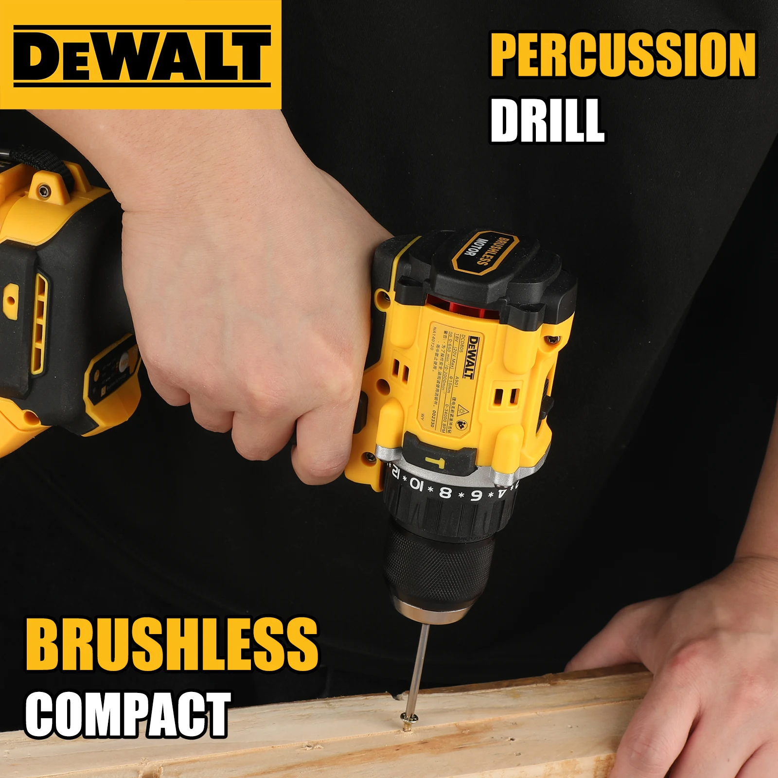 مفك براغي DeWalt DCD805 20 فولت بدون فرش، أدوات حفر مدمجة، مفتاح ربط تأثير البطارية، أداة كهربائية