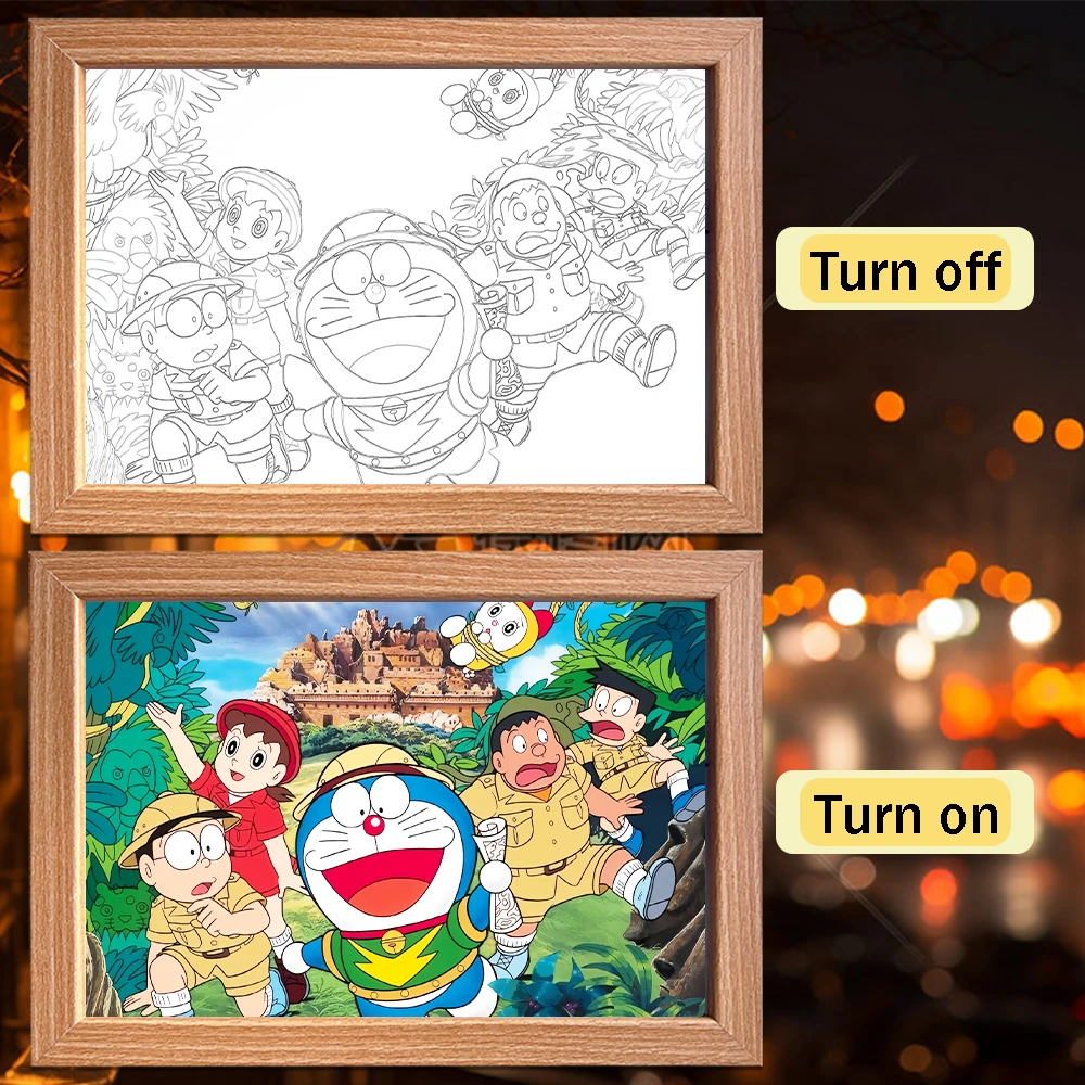 

Doraemon Nobita светодиодный ночник фоторамка аниме персонаж декор для спальни Рождественский подарок лунный свет