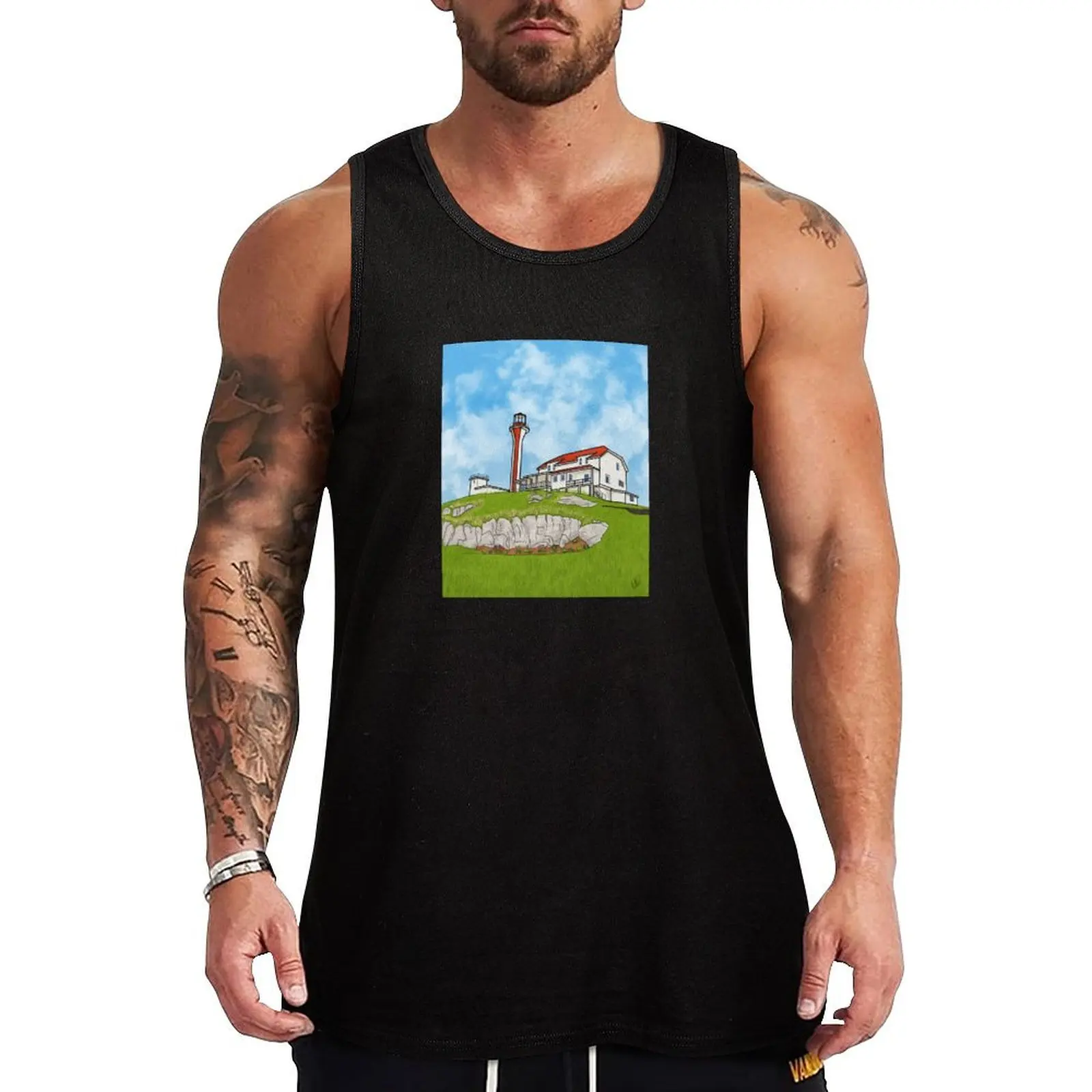 Cape Forchu Lighthouse, Yarmouth Tank Top gym shirt man t shirt gym man vest