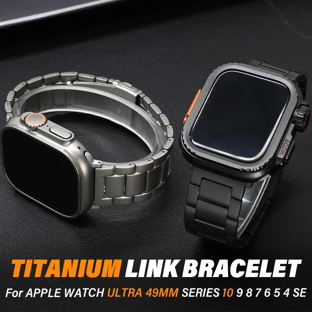 

Luxury Titanium Bracelet For Apple Watch Ultra 2 49mm Series 9 41 45mm For iWatch 6 5 4 se 38mm 40 42mm 44mm Metal Business Band