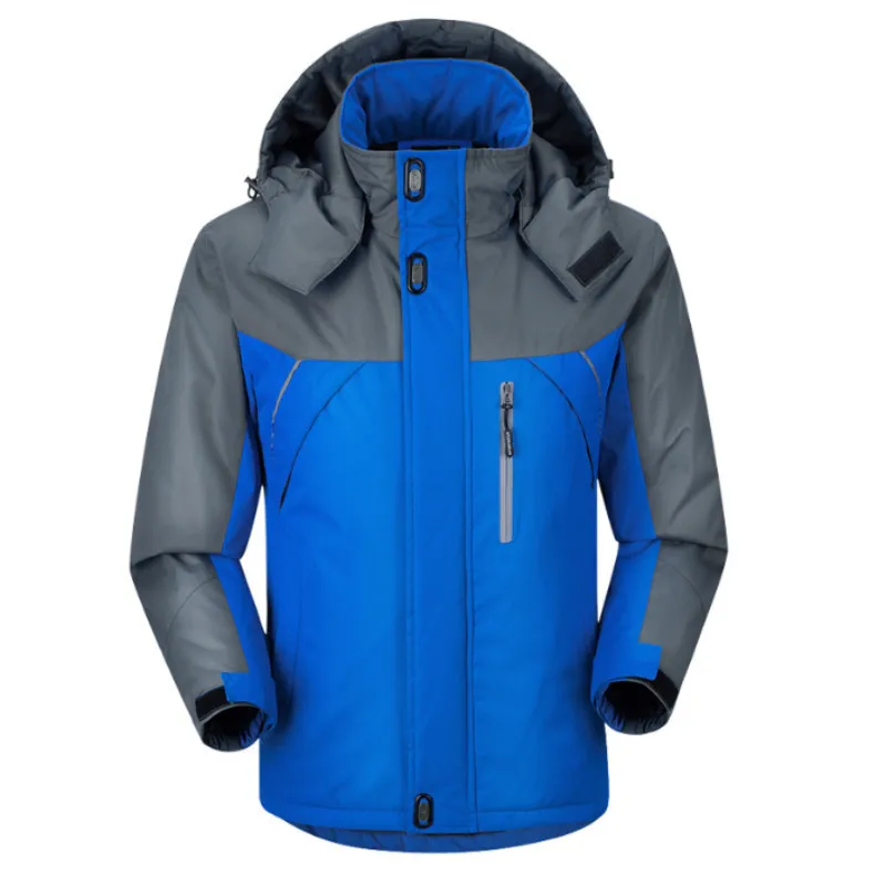 Man Cargo Jacket Winter Contrast Color Patchwork Stand Collar Male Down Coat Thicken Warm Long Sleeve Zipper Men Outerwear