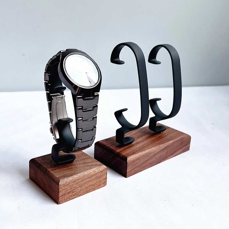 

Z. Wooden C-Shaped Watch Holder Jewelry Organizer Display Stand For Bracelet Ring Earring Watch Display Solidwood Watch Stand