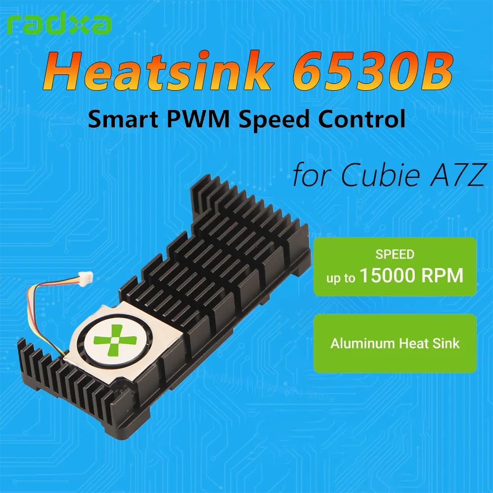

New Radxa A7Z Heatsink 6530B for Radxa Cubie A7Z , Aluminum Heatsink with fan,PWM Speed Control