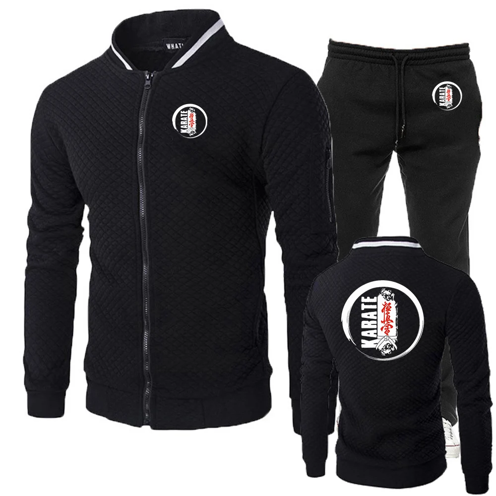 

2026 Kyokushin Karate Print Spring And Autumn Men's New Casual Zipper Cardigan + Long Pants Daily Comfortable Suit