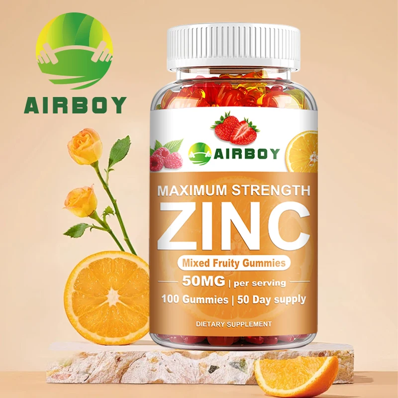 

Zinc Gummies - Antioxidant, Supports Heart, Skin and Immune Health, Improves Mood and Memory, Enhances Brain Function