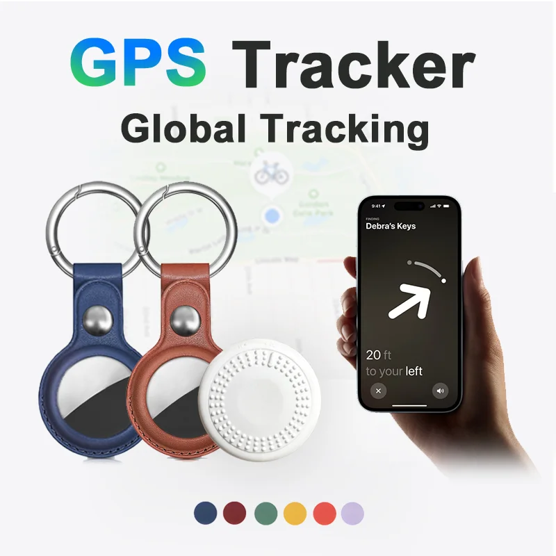 Smart GPS Tracker For Apple Find My Pet Child Real-time Positioning With Alarm Lost Tracker For Airtag Leather Protective Case