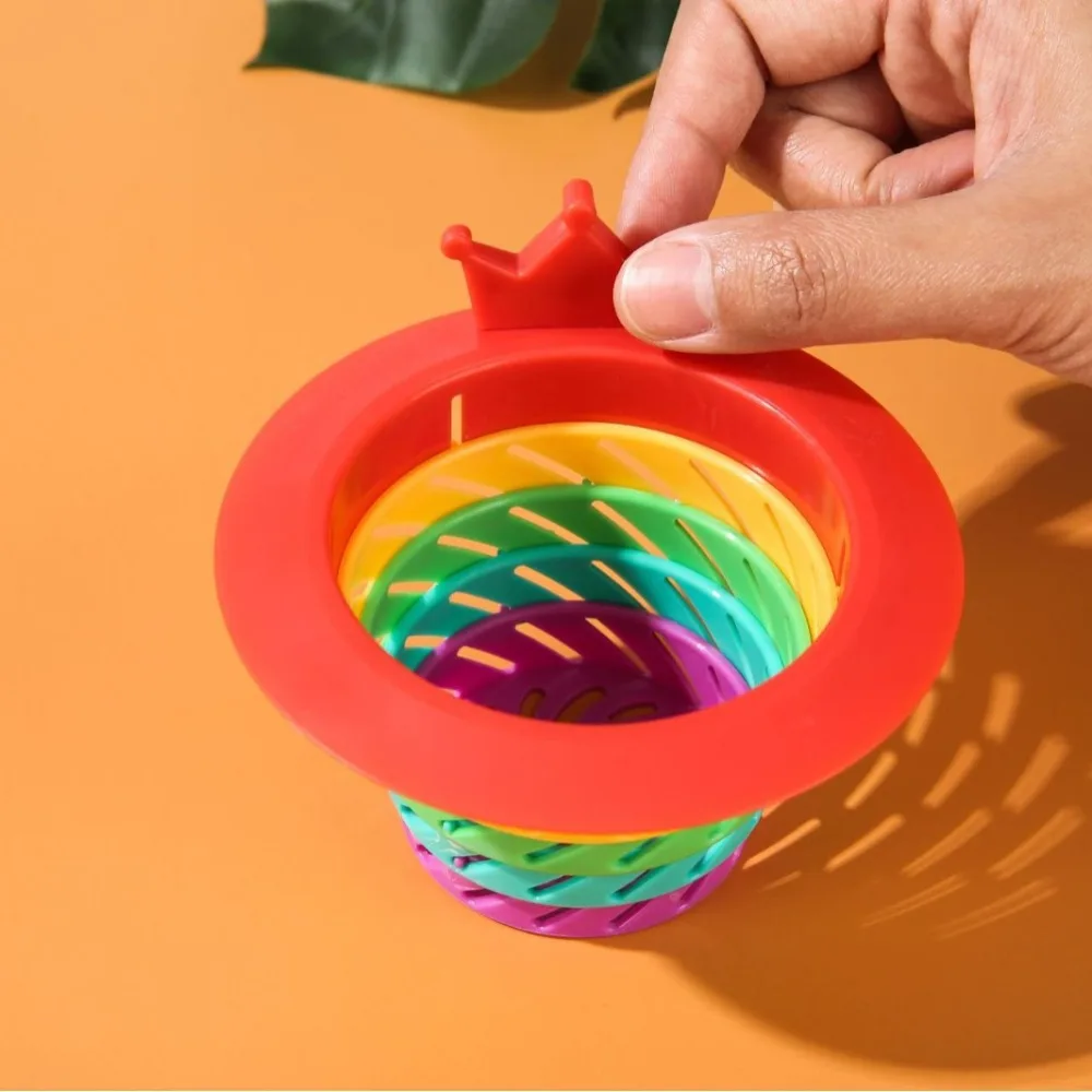 Kitchen Sink Strainer Foldable Cartoon Rainbow Sink Drain Basket Waste Hair Catcher Household Bathroom Kitchen Drain Accessories