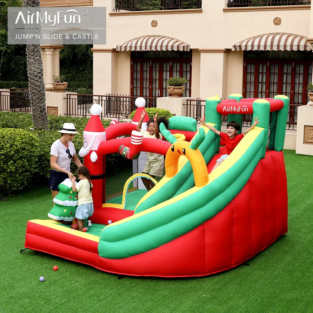 AirMyFun High Quality Christmas Party Inflatable Bounce House Santa Claus Bounce House With Slide Holiday Combo For Rental