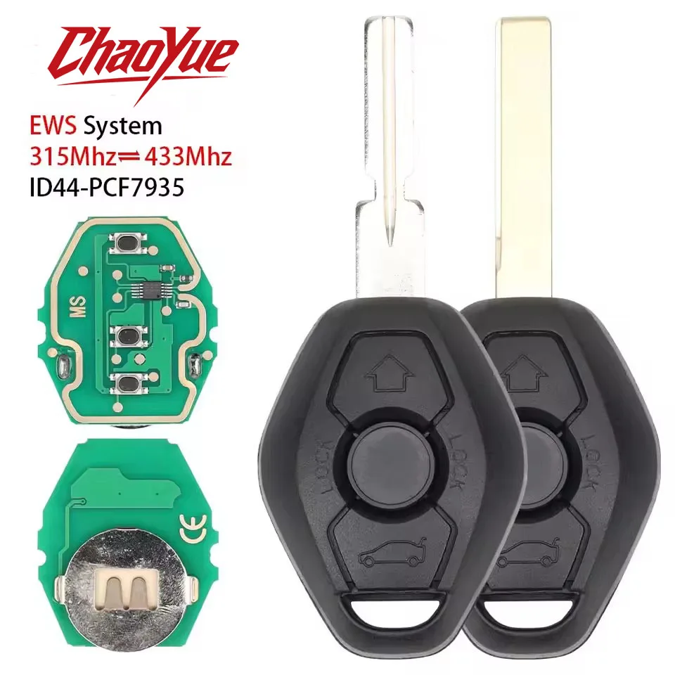 

EWS Sytem llave remota de coche para BMW E38 E39 E46 X3 X5 Z3 Z4 1/3/5/7 Series 315/433MHz ID44 Chip transmisor de entrada sin l