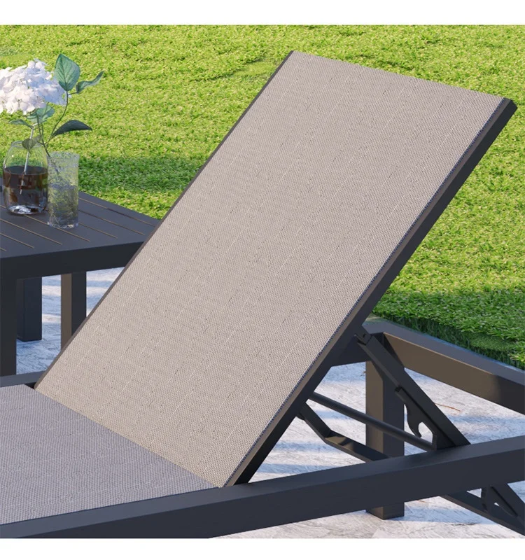 jd-High Quality Hotel Resort Portable Aluminum Sun Beach Folding Bed Sun Lounge Garden Patio Deck Chair Outdoor Furniture！