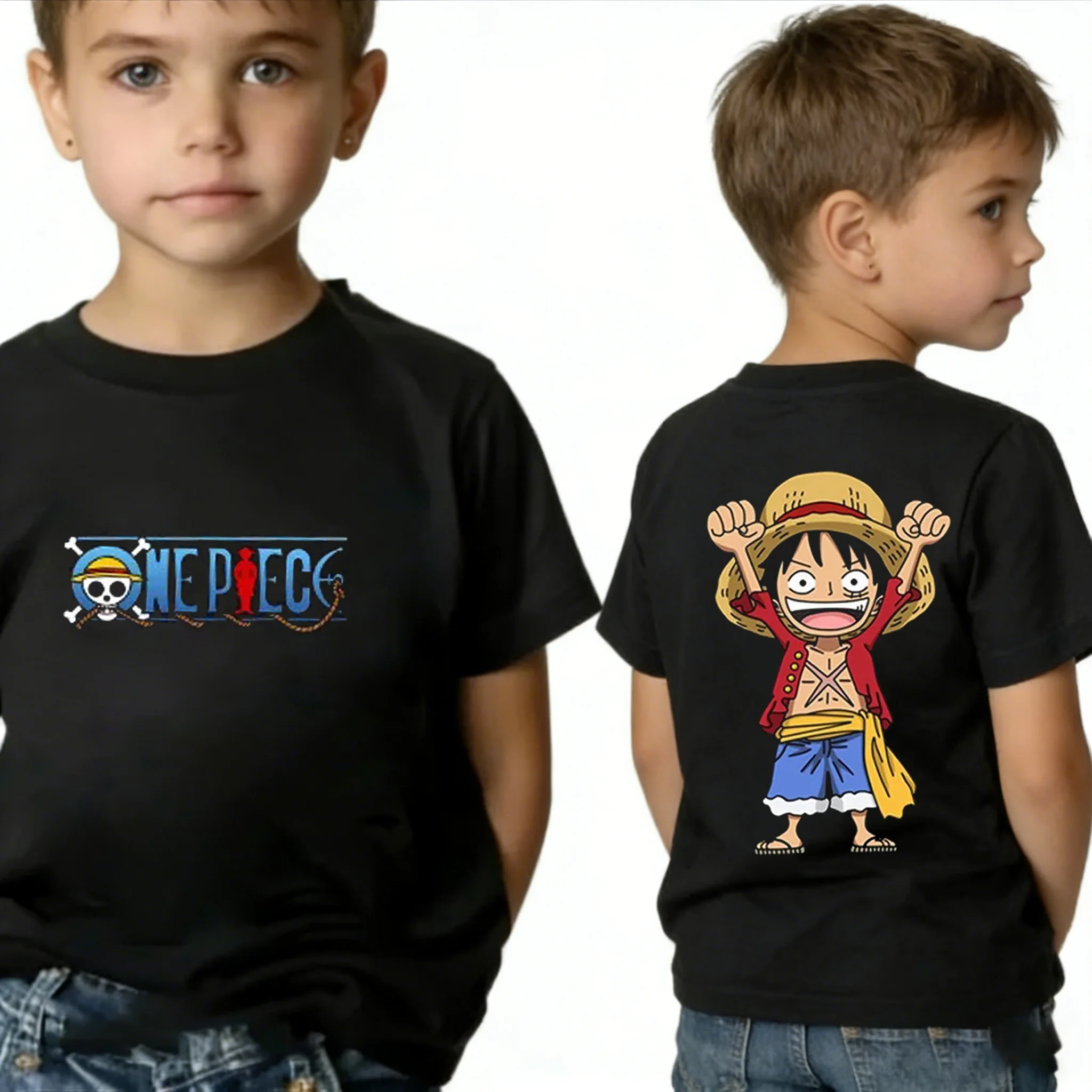 Uma peça menino menina manga curta topos verão crianças t camisa anime luffy zoro nami chopper roupas bonitos dos desenhos animados camisetas presentes de aniversário