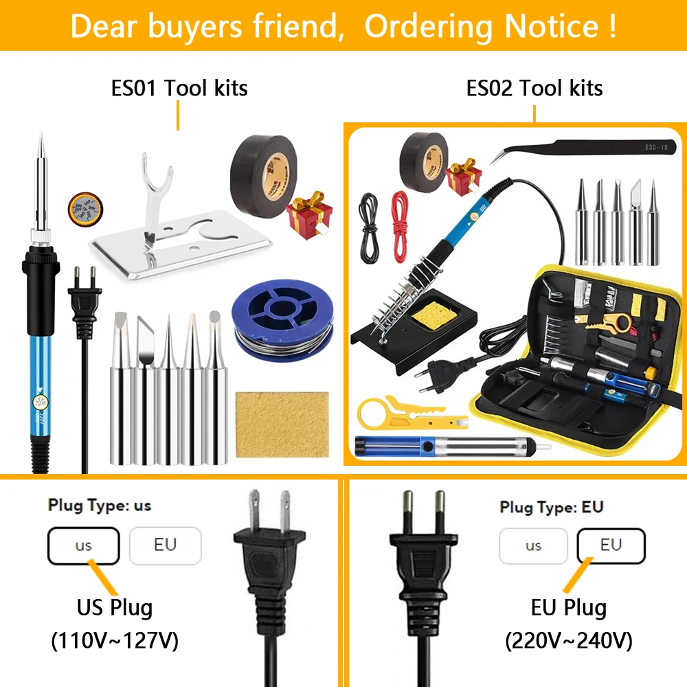 16-IN-1 Electric Soldering Iron 60W Adjustable Temperature Replaceable Soldering Iron Head Soldering Iron Pen Welding Kit