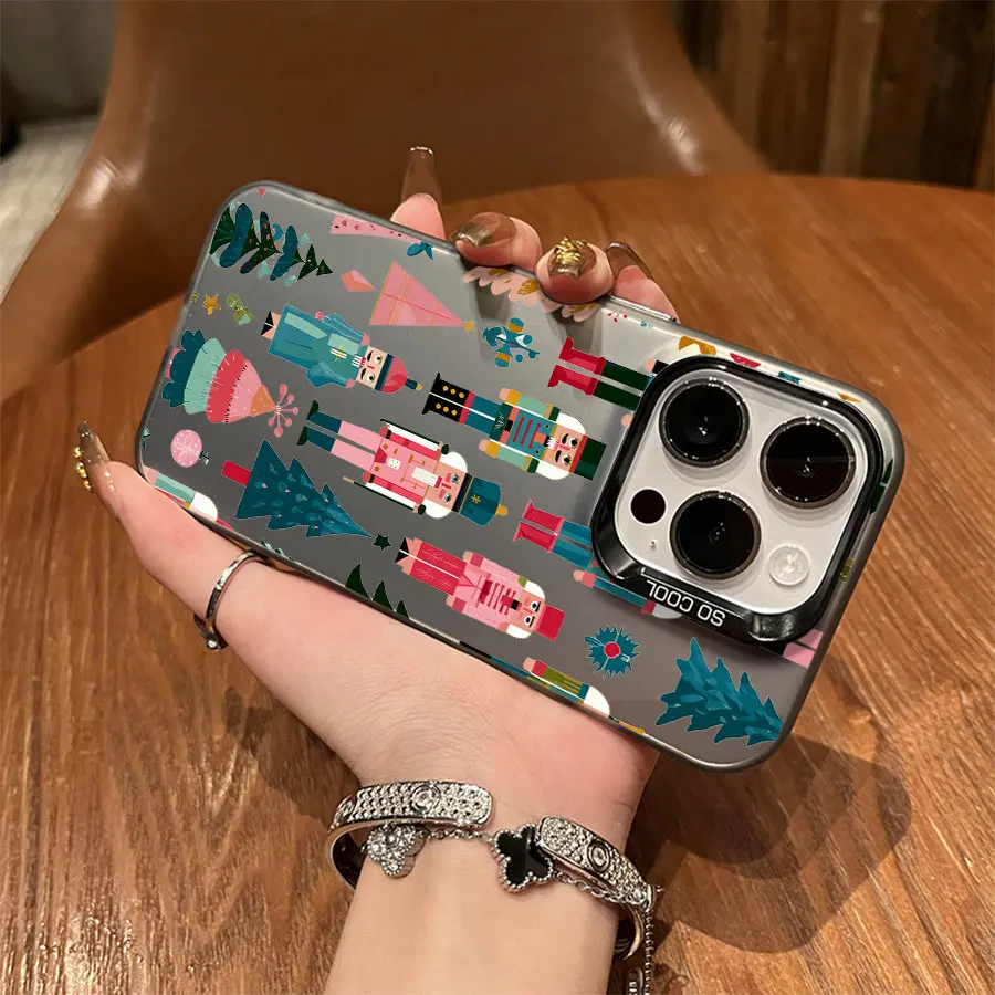 컬러풀한 호두까기 인형과 크리스마스 요소 아이폰 17에서 11 프로 맥스 플러스용 폰 케이스