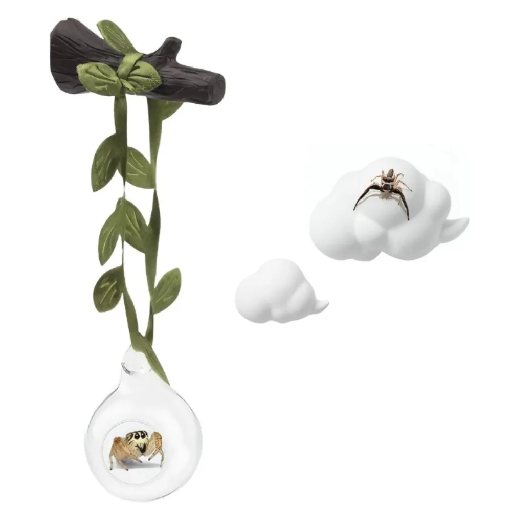 4 Piece Glass Ball Hideout Habitat Set with Platform Shelf for Jumping Little Creatures Designed for Natural Environment