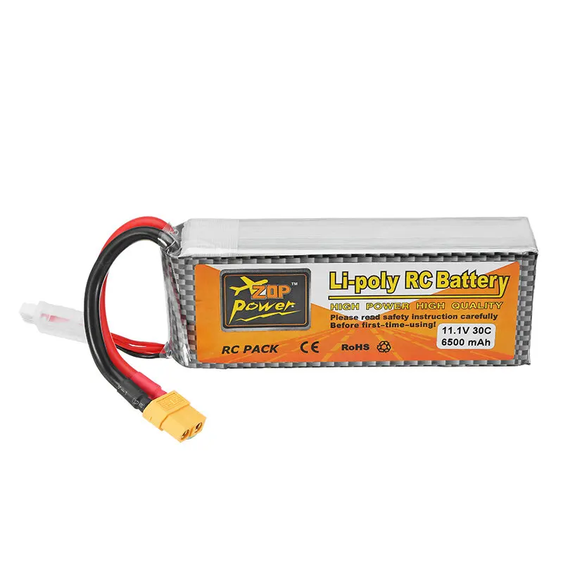 

ZOP Power 11.1V 6500mAh 30C 3S XT60 Plug Lipo Battery RC Quadcopter Car