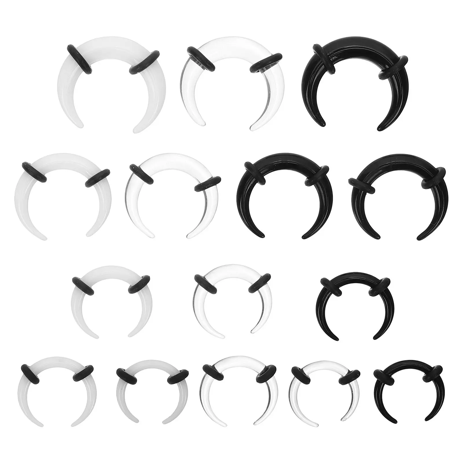 15 Piezas de Joyería Acrílica para Piercing Corporal: Pincheres para Septum, Anillos de Nariz en Forma de Herradura y Kit de Estiramiento de Septum para Oreja, para Citas, Discotecas y Fiestas