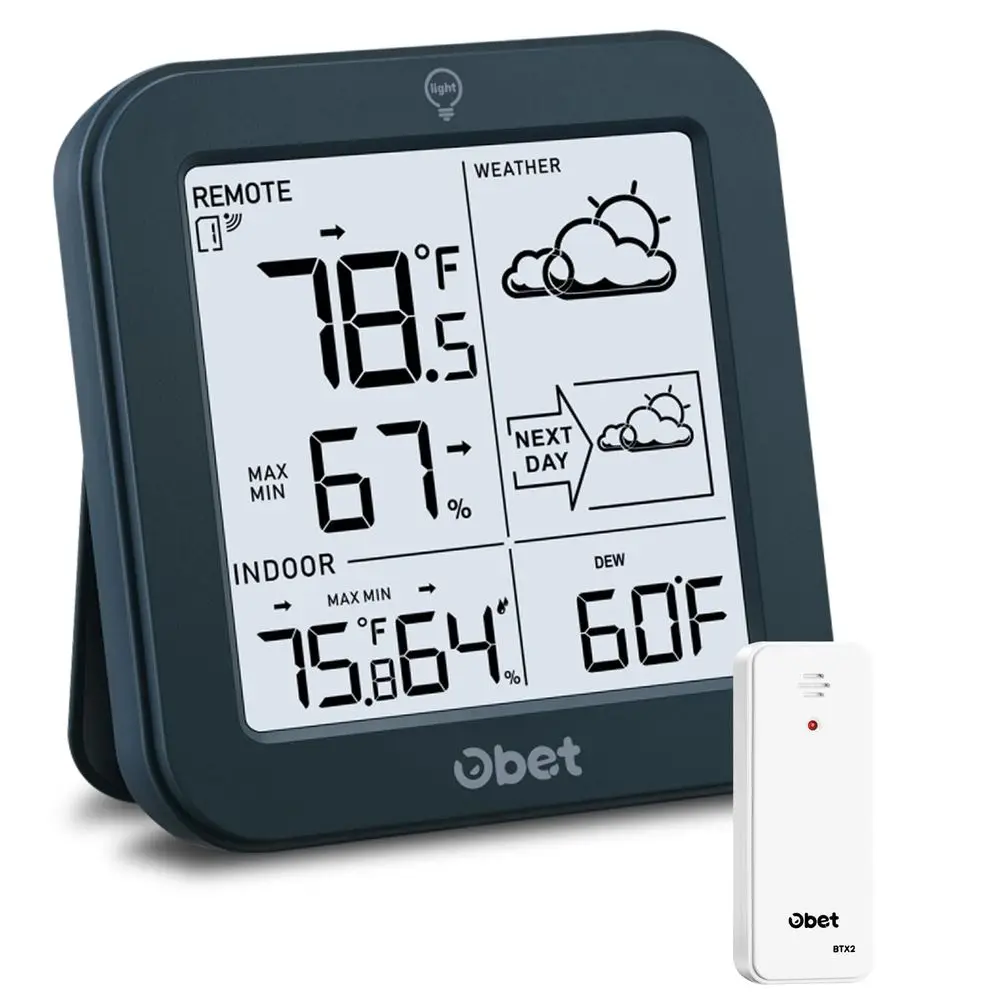 

Indoor Outdoor Thermometer WirelWeather Station, Battery Powered Inside Outside Thermometers Remote Temperature Huity Monitor wi