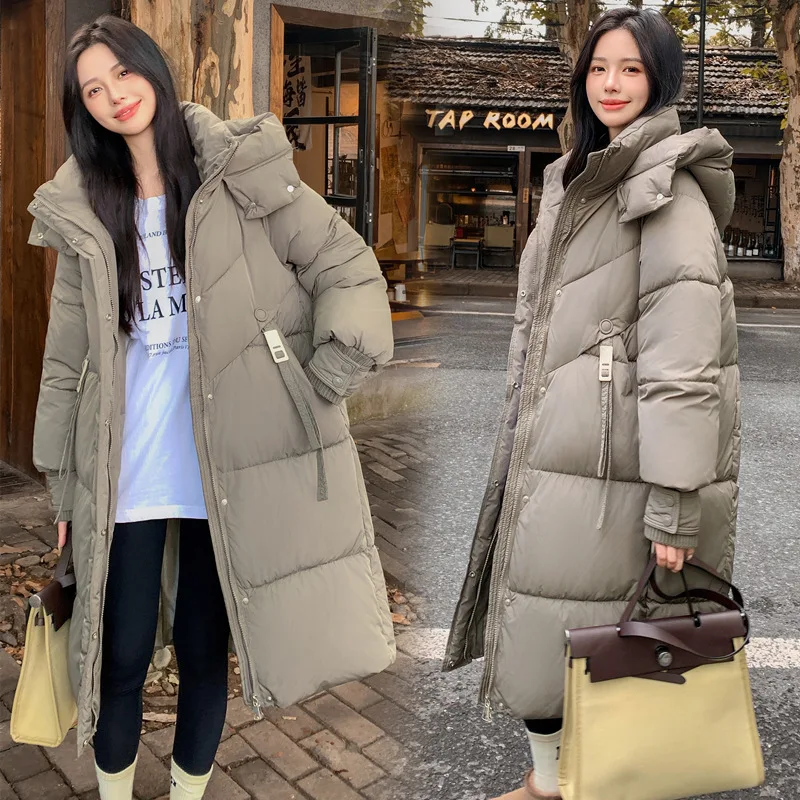 Mid Length Coats Parkas Women Hooded Zipper Jackets Stand Collar Coat Thick Warm Work Y2k Streetwear Jacket Autumn Winter