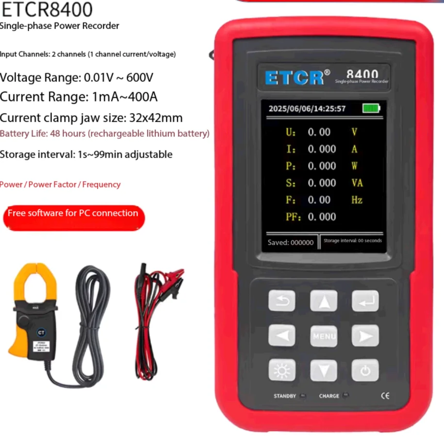 ETCR8430 three-phase power meter voltage and current detection recorder ETCR8400