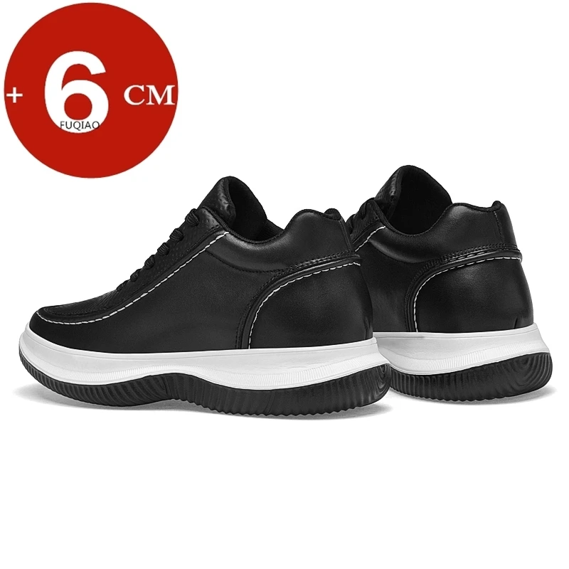 أحذية رياضية رجالية غير مرئية من الجلد الطبيعي بارتفاع 6 سم لزيادة خفيفة الوزن ومريحة ومسامية وغير قابلة للانزلاق رياضية كاجوال #4
