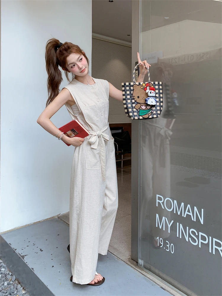 

Ageless Elegance Sleeveless Jumpsuit Women's Summer 2026 New Cool Trendy Beautiful One-Piece Pants High Waist Wide Leg