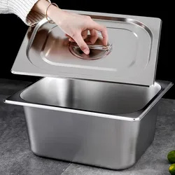 Food Buffet Basin Plates Stainless Steel Square Pots Tray Dishes Pans Rectangle Dinner Serving Pan with lid