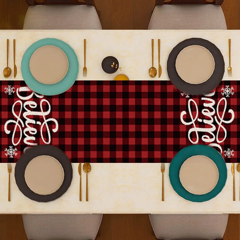 عيد الميلاد موضوع مطبوعة الجدول العلم مفرش المائدة ندفة الثلج شجرة عيد الميلاد غرفة الطعام غرفة المعيشة الجدول حصيرة الطاولة