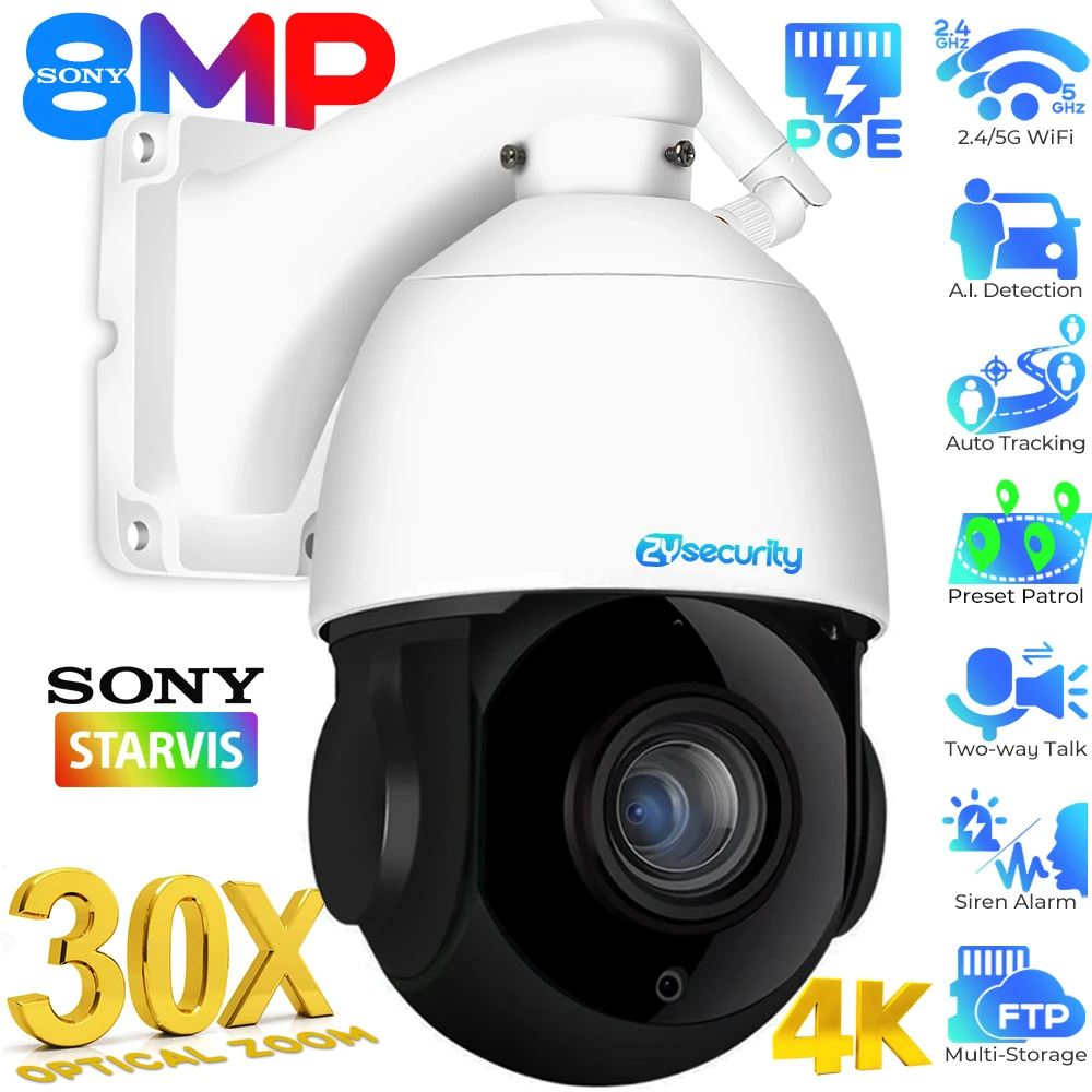 zoom ptz camera ip ao ar livre humano carro detectar rastreamento automatico velocidade dome camera 60m ir wifi poe cctv cameras de vigilancia 4k 8mp 30x 01