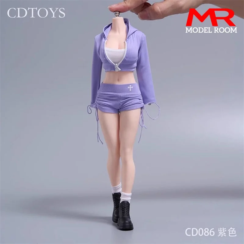 cdtoys cd086 Weibliche Sportbekleidung im Maßstab 1:6, kurzes Oberteil, Kordelzug, Shorts, Kleidung, Modell, passend für 12'' Soldat, Actionfigur, Körperpuppen
