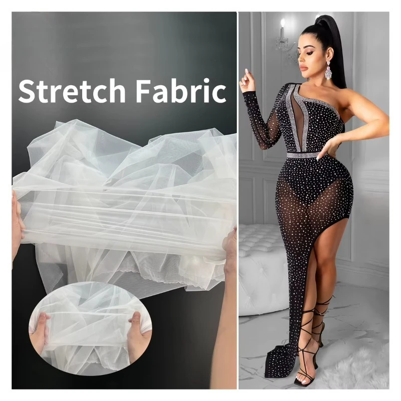 Ткань Mistlace 4 Way Stretch: 90% нейлон, 10% мягкий спандекс, тюль, эластичная сетка для нижнего белья, леггинсов, прозрачная, ML62