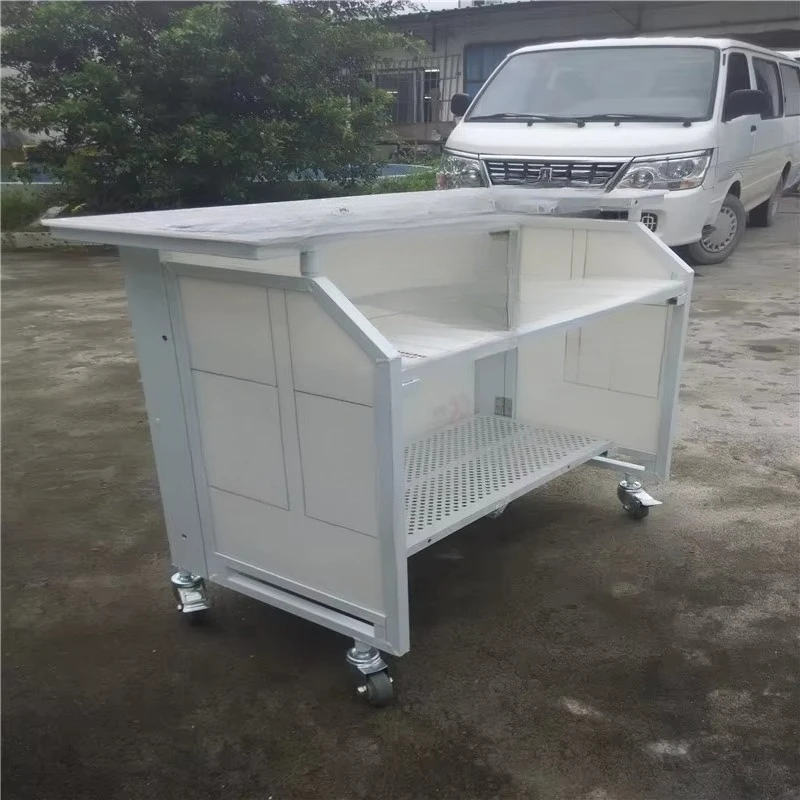 Mini white portable bar counter with logo