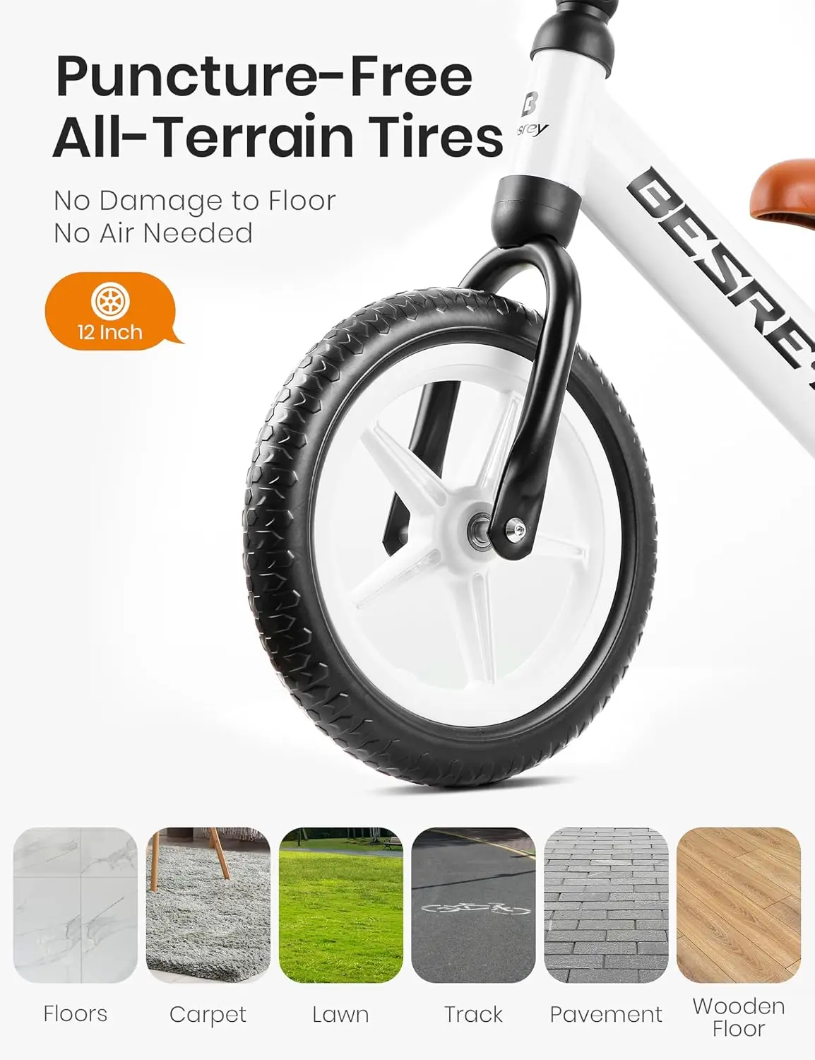 Bici da equilibrio con illuminazione colorata da 12 pollici per 2 anni, bici da equilibrio per bambini con robusta struttura in ferro, sedile regolabile con pneumatici piatti in EVA