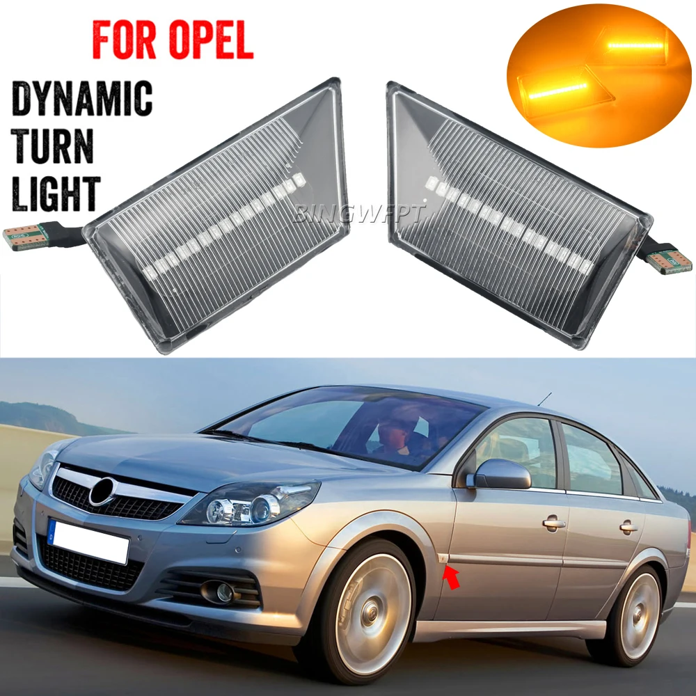 

Left+Right Car Led Dynamic Turn Signal Side Marker Lights Blinker Indicator Lamp For Opel Vectra C 2002 2003 2004 2005-2008
