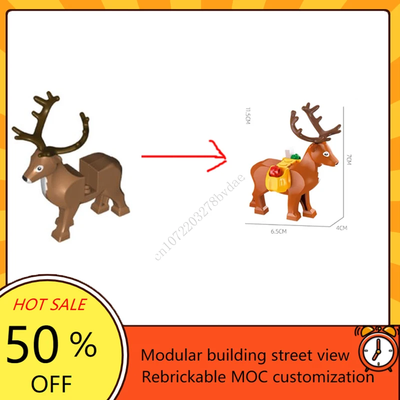 1979PCS Winter Village Reindeer Ranch Modular MOC Creative street view Model Building Blocks Education Assembly Model Toys Gifts