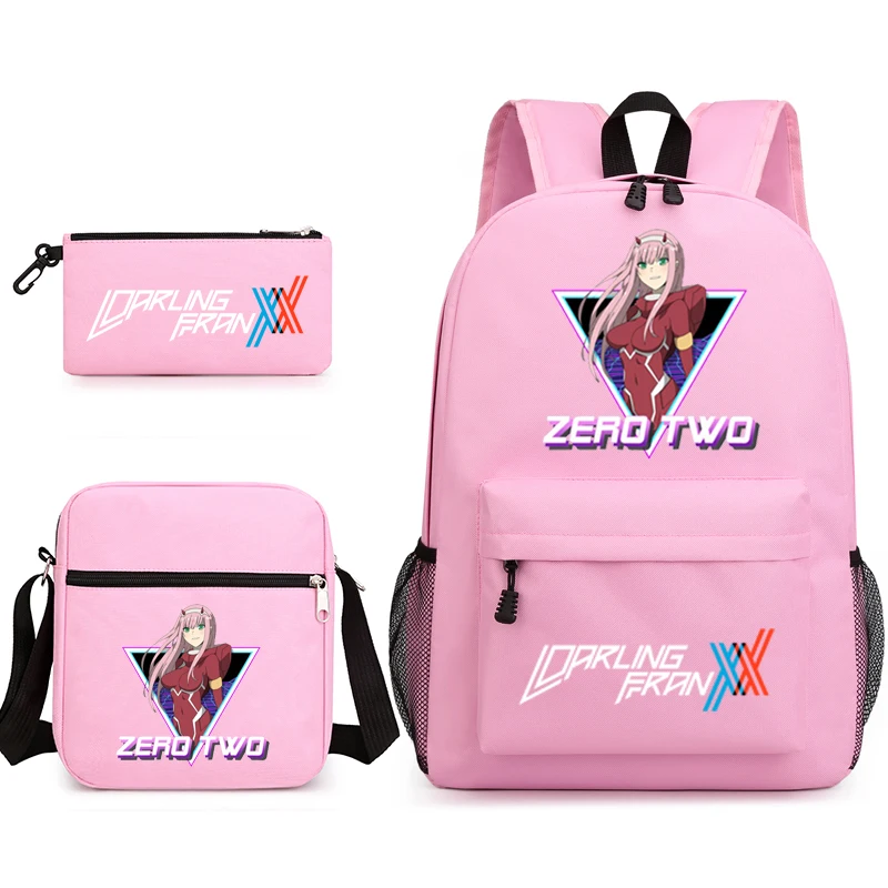 zero two3 piece set canvas backpack suitable for children boys and girls popular student school bags school supplies